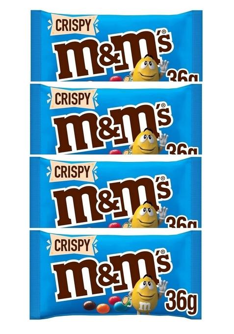 M&M'S Crispy Colorful Candies With Crispy Rice Filling & Milk Chocolate In Crispy Shell 36G Pack Of 4