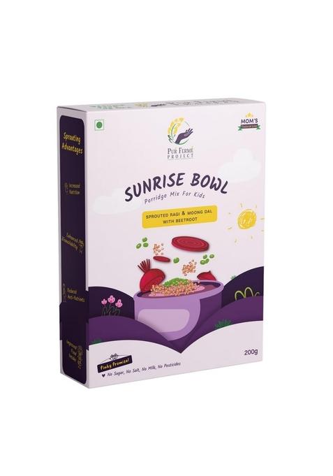 Pur Ferme Project Sunrise Bowl Porridge Mix For Kids (200G (Pack Of 1), Sprouted Ragi, Moong Dal With Beetroot)