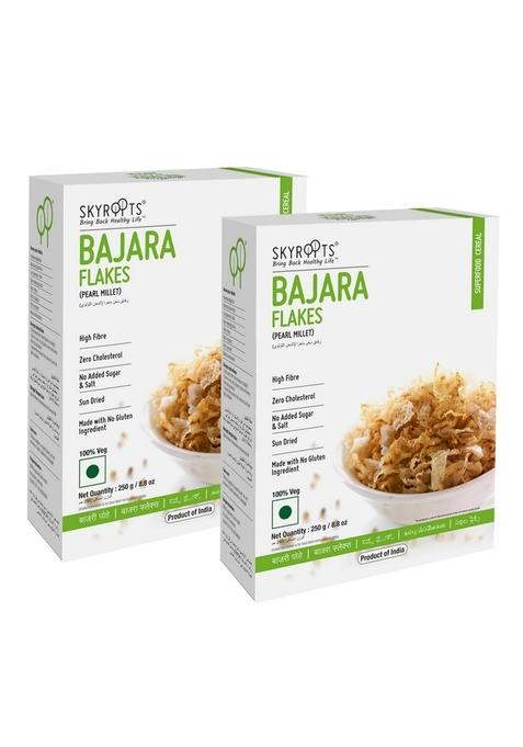 Skyroots High-Protein Bajra Millets Flakes (2 Pack, 250G Each) - No Gluten Ingredients Diet Food For Weight Loss | Healthy Breakfast Cereal For Men, Women & Kids