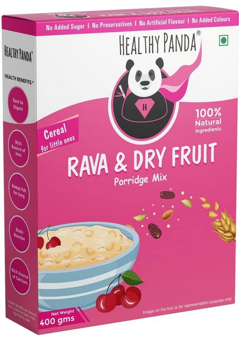 Healthy Panda Rava & Dryfruit Porridge Mix |400G| – Blended With |Dates-Almond & Elaichi|, Nutrient-Rich Sooji Rava & Dry Fruit Powder, Ideal For Kids, Nutritious Kids Cereal For Overall Growth & Development.