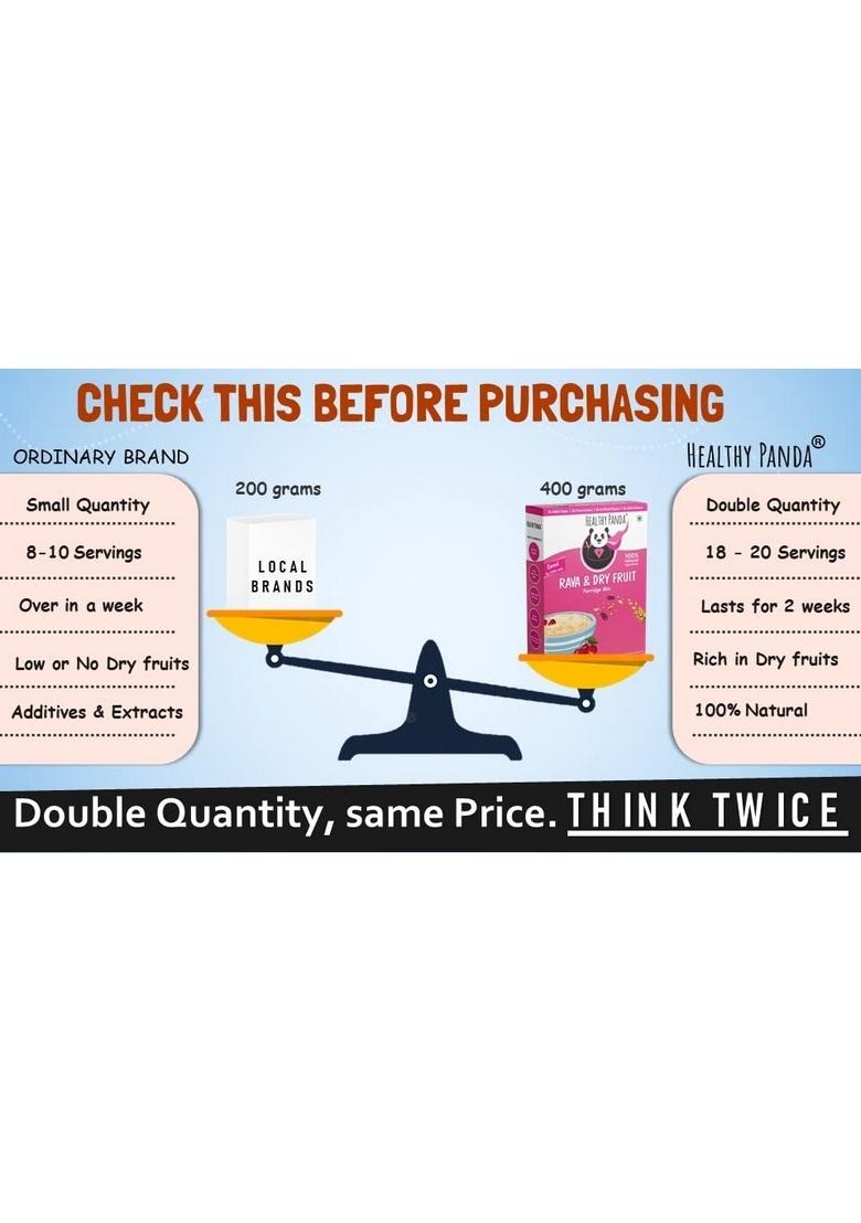 Healthy Panda Rava & Dryfruit Porridge Mix |400G| – Blended With |Dates-Almond & Elaichi|, Nutrient-Rich Sooji Rava & Dry Fruit Powder, Ideal For Kids, Nutritious Kids Cereal For Overall Growth & Development.