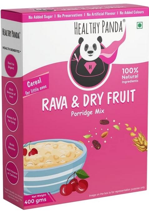 Healthy Panda Rava & Dryfruit Porridge Mix |400G| – Blended With |Dates-Almond & Elaichi|, Nutrient-Rich Sooji Rava & Dry Fruit Powder, Ideal For Kids, Nutritious Kids Cereal For Overall Growth & Development.
