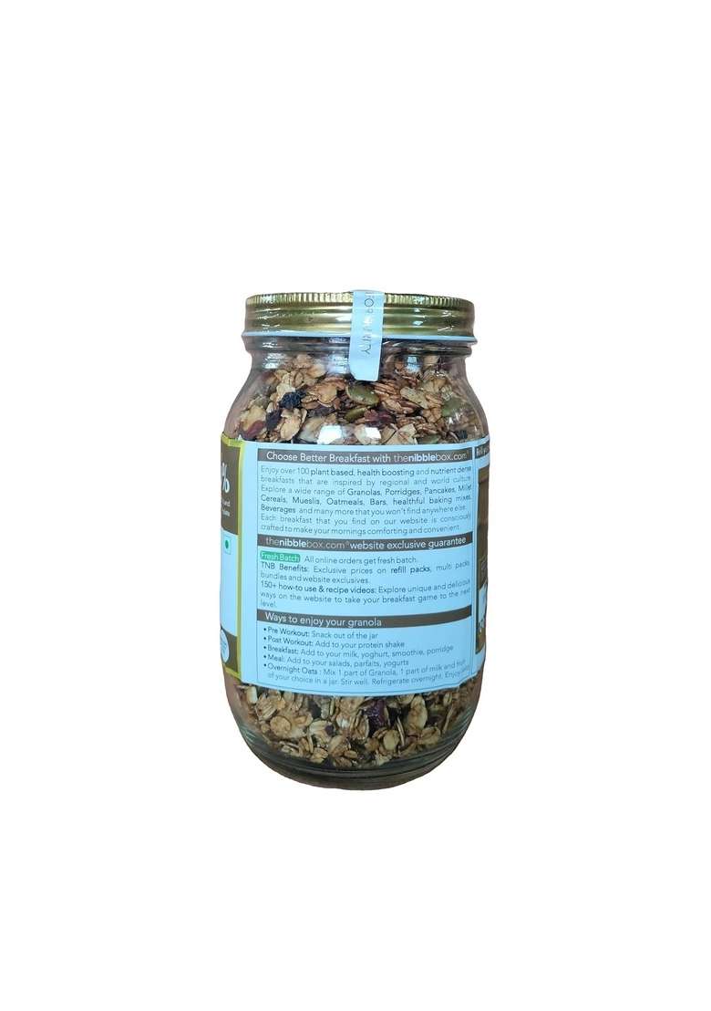 Thenibblebox Coffee Cacao Carnival Granola 500G, Jar [36% Dry Fruits, Gluten Free, Plant Based/Vegan Friendly, No Preservatives/Additives] - Indya