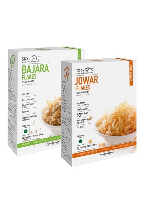 Skyroots Jowar & Bajra Flakes - 1Kg (Combo Pack Of 2 X 500G) | High Protein Millets Cereal For Breakfast, Diet Food For Weight Loss, 100% Natural No Gluten Ingredients