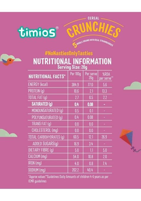 Timios Crunchies Breakfast Cereals | Natural With Real Strawberries