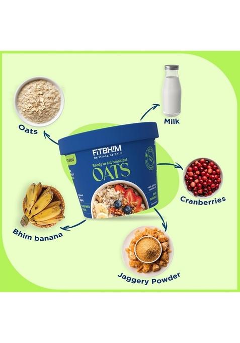 Pro To Grow Fitbhim Instant Ready To Eat Jaggery Breakfast Oats (60G) | Enriched With Bhim Banana, Rich In Fibre With No Refined Sugar | Promotes Heart Health & Supports Healthy Digestion (Pack Of 5)