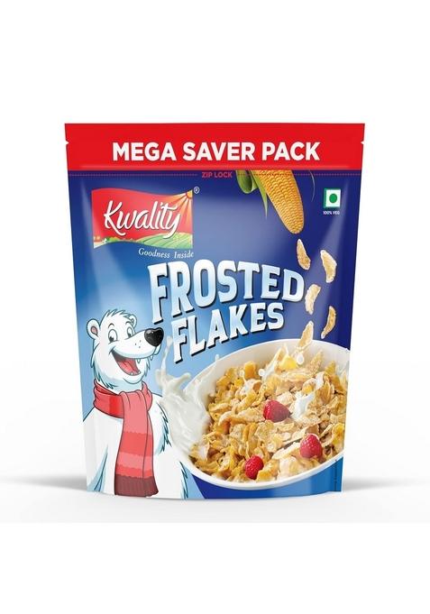 Kwality Frosted Flakes 1Kg | Made With Golden Corns | 99% Fat-Free | Natural Source Of Vitamins & Iron | High Protein & Fiber | Healthy Breakfast Cereal