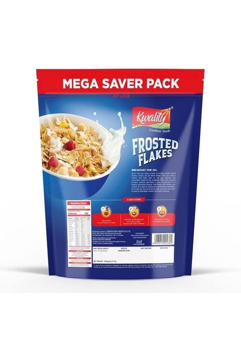 Kwality Frosted Flakes 1Kg | Made With Golden Corns | 99% Fat-Free | Natural Source Of Vitamins & Iron | High Protein & Fiber | Healthy Breakfast Cereal
