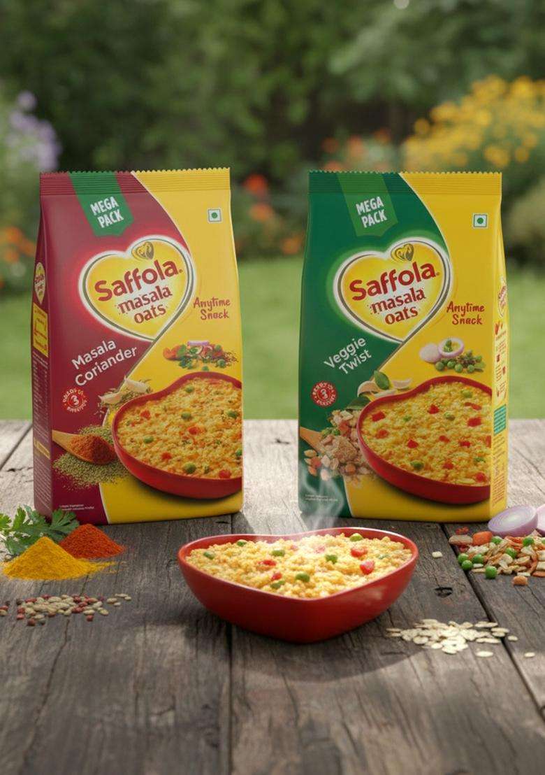 Saffola Masala Oats Masala & Coriander - 500 Gm And Veggie Twist 500 Gm - Indya