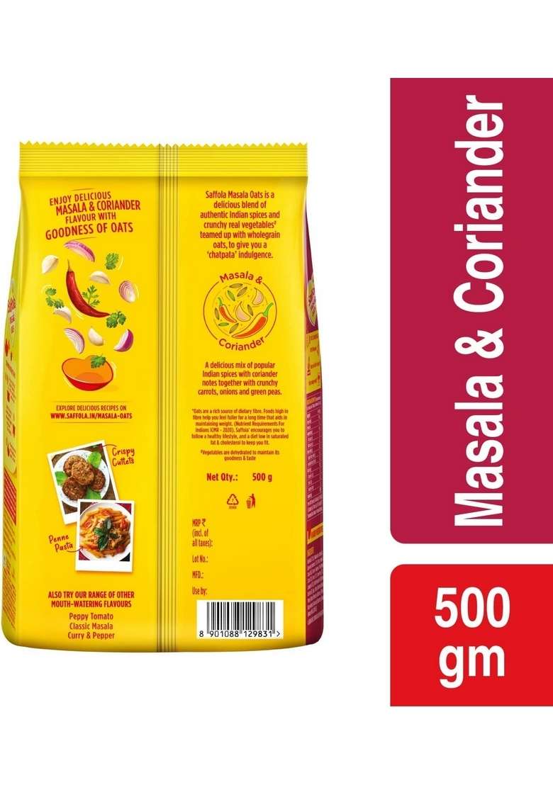 Saffola Masala Oats Masala & Coriander - 500 Gm And Veggie Twist 500 Gm - Indya