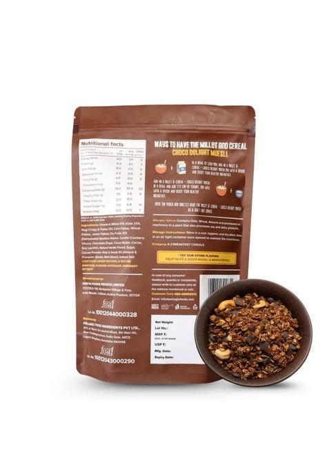 Wellmonk Millet Cereals Choco Delight Muesli| 51% Millets & Cereals | 12% Dry Fruits | 8% Nuts & Seeds | No Cholesterol | Source Of Fiber & Protein | No Trans Fat | Cereals For Anywhere & Anytime Snacks & Breakfast (400G)