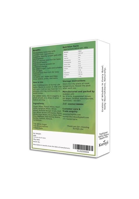 Kurinji Life Traditional Sathu Maavu – 18-In-1 Multigrain Health Mix | Zero Sugar, 100% Natural Nutrition | Boosts Energy, Aids Digestion, Supports Growth & Strengthens Immunity | Rich In Protein, Fiber, Iron & Calcium | 400G