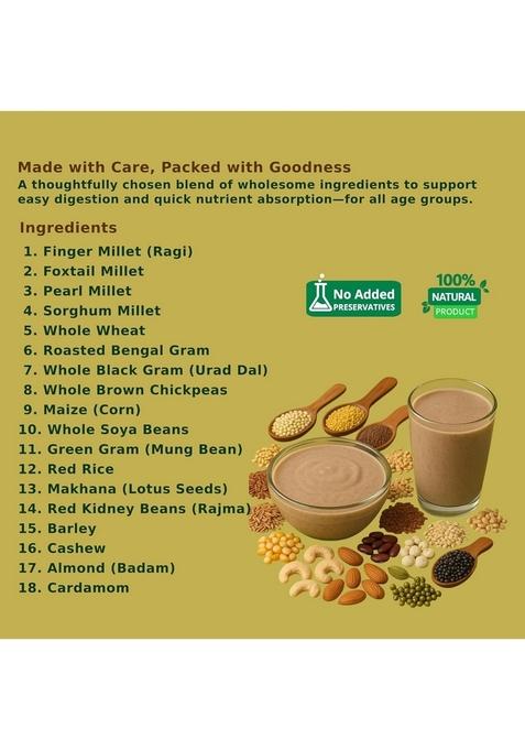 Kurinji Life Traditional Sathu Maavu – 18-In-1 Multigrain Health Mix | Zero Sugar, 100% Natural Nutrition | Boosts Energy, Aids Digestion, Supports Growth & Strengthens Immunity | Rich In Protein, Fiber, Iron & Calcium | 400G