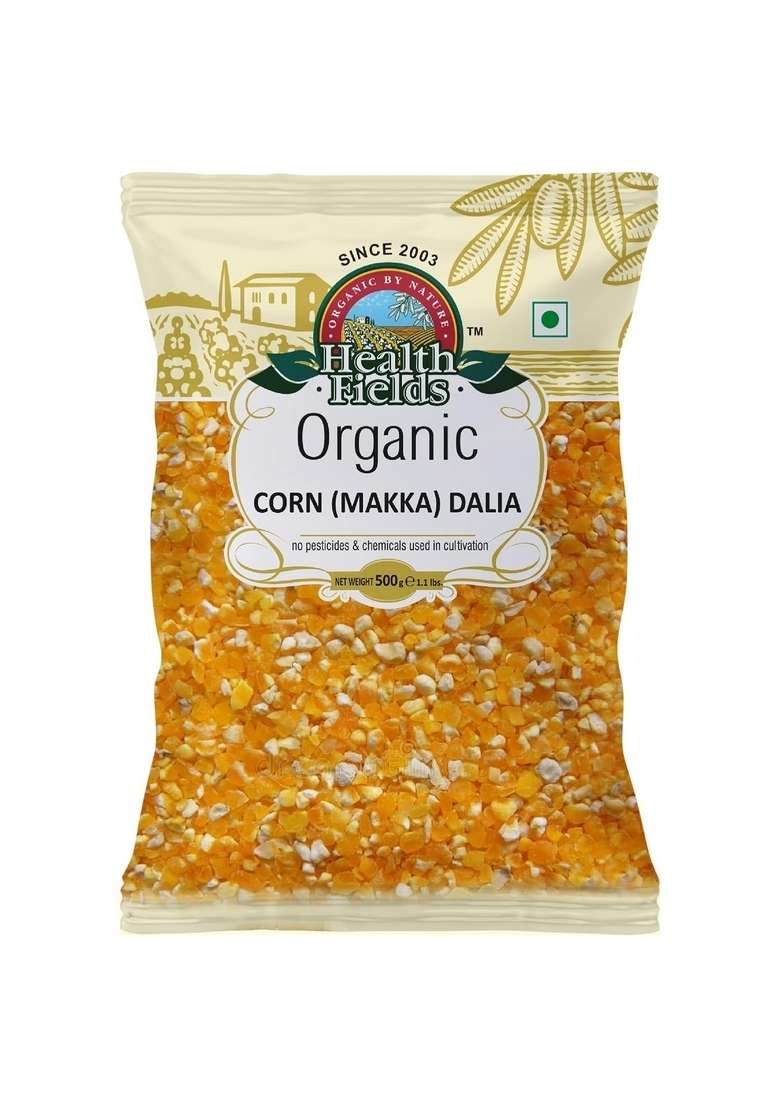 Healthfields Organic Corn (Makka) Dalia - 1Kg (Combo Of 500G) - Indya