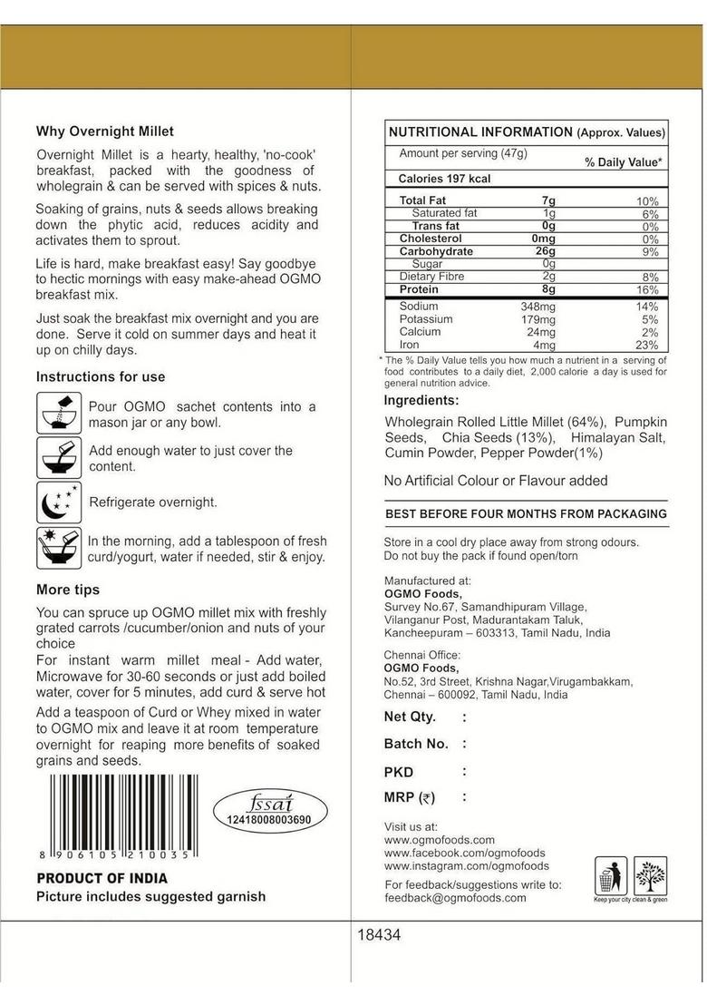 Ogmo Overnight Millet Raabdi Breakfast Mix