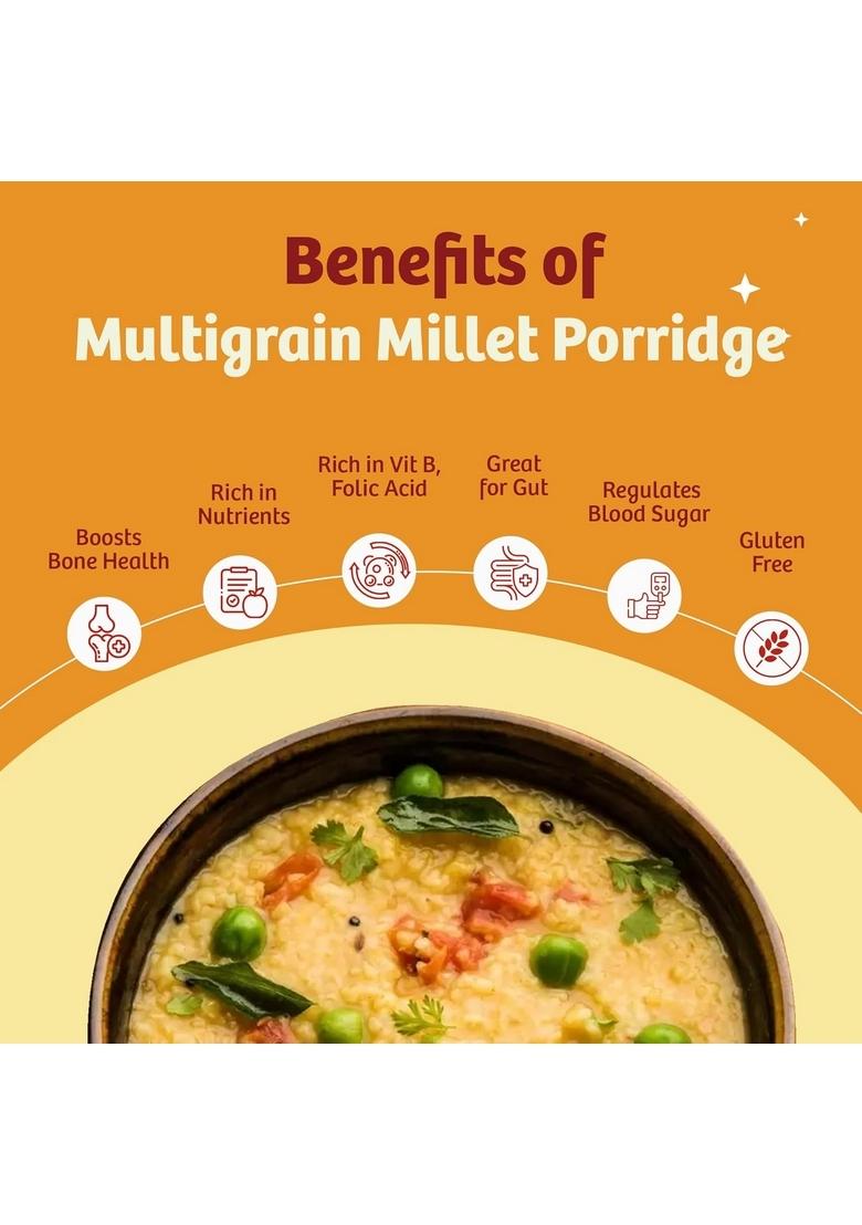 Naario Multi Millet Porridge | Ready-To-Cook Daliya With Bajra, Jowar, Barley, Ragi, Maize | Diabetic-Friendly, Gluten-Free, High-Fiber Breakfast | 100% Natural And Preservative-Free 250G