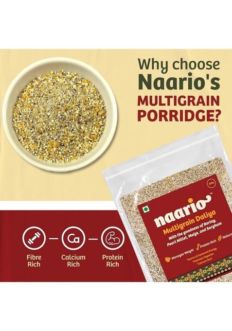 Naario Multi Millet Porridge | Ready-To-Cook Daliya With Bajra, Jowar, Barley, Ragi, Maize | Diabetic-Friendly, Gluten-Free, High-Fiber Breakfast | 100% Natural And Preservative-Free 250G