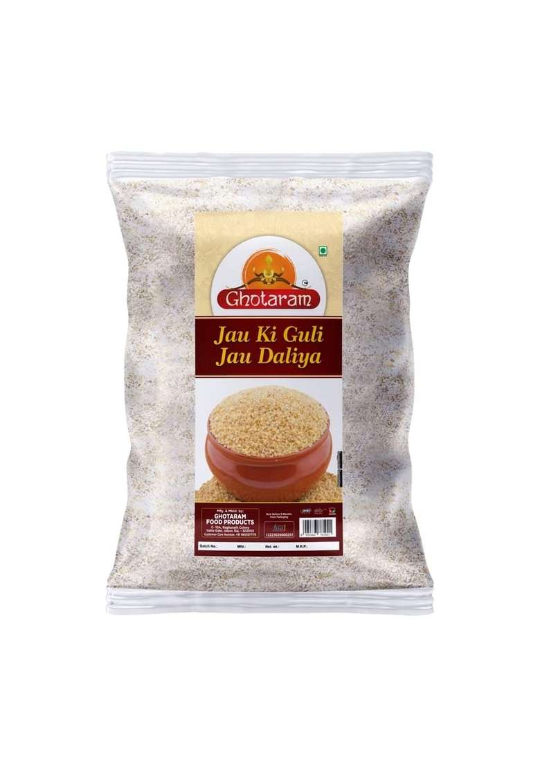 Ghotaram The Authentic Rajawadi Jau Guli/Rajawadi Traditional Jo Ghat Jau Dalia (100% Pure Sprouted Jau Barley Daliya) | Summer Rabdi Guli Enriched With Fibre & Protein-480G - Indya