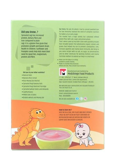 Num Num Organic Sprouted Ragi And Seeds – No Salt, No Sugar Finger Millet Cereals | Healthy Tasty Vegan Baby Food Cereal | No Milk Powder | 200G Pack