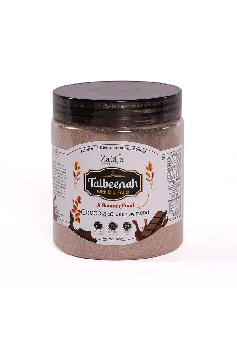 Zatafa Talbina Chocolate Flavour | Healthy Barley Porridge Mix With Almonds & Chocolate | Natural Energy Drink For Kids & Adults | 100% Vegetarian (500G) - Indya