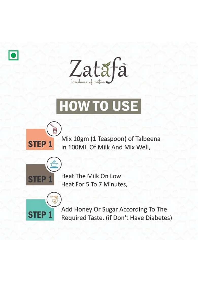 Zatafa Talbina Chocolate Flavour | Healthy Barley Porridge Mix With Almonds & Chocolate | Natural Energy Drink For Kids & Adults | 100% Vegetarian (500G) - Indya