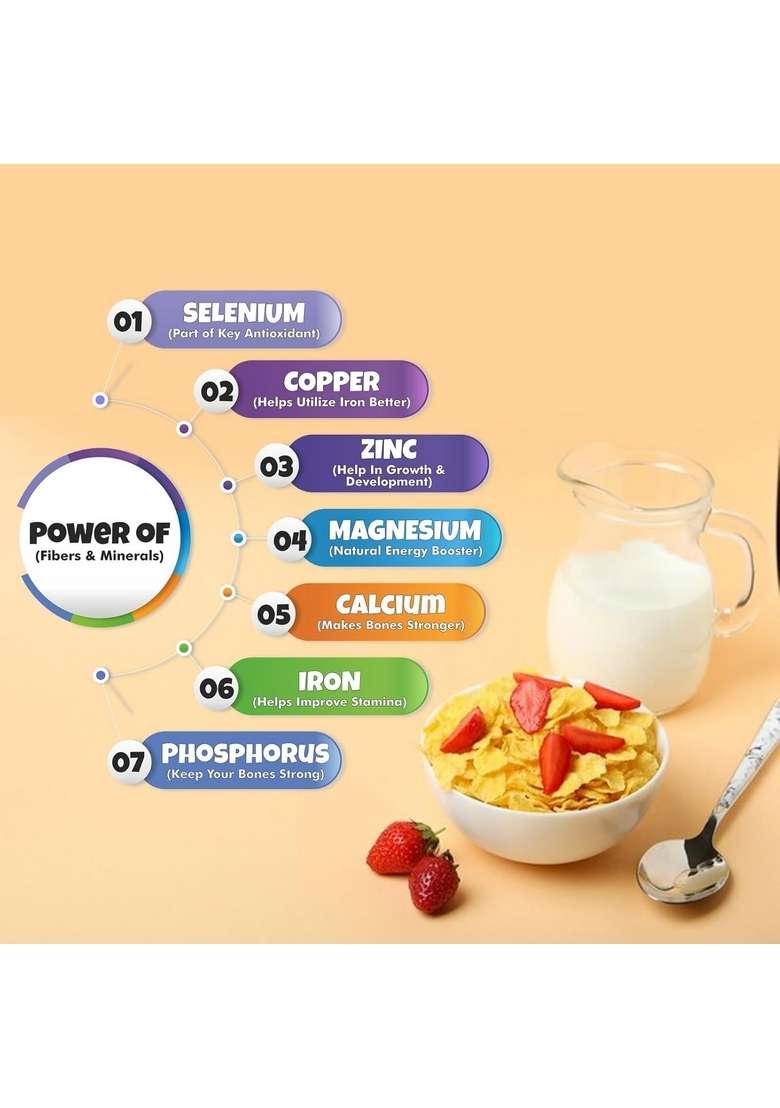 Unifit Corn Flakes Healthy & Crunchy Breakfast Cereal Added Fiber & Minerals | Power Of Copper, Zinc, Magnesium, Calcium, Iron, Phosphorus And Selenium | Crispy And Light 425G - Indya