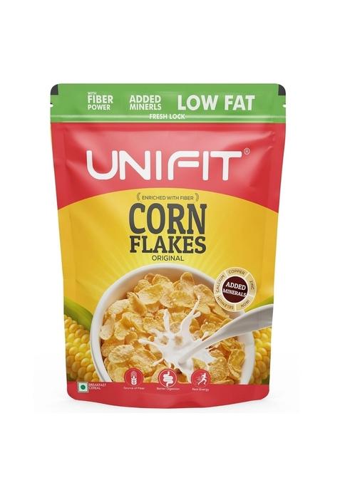 Unifit Corn Flakes Healthy & Crunchy Breakfast Cereal Added Fiber & Minerals | Power Of Copper, Zinc, Magnesium, Calcium, Iron, Phosphorus And Selenium | Crispy And Light 425G