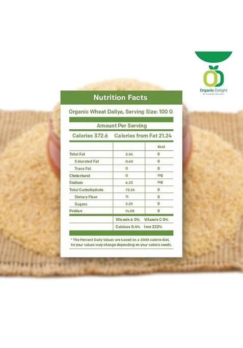Organic Delight Wheat Daliya/Dalia Rich In Fibre 500 Gm
