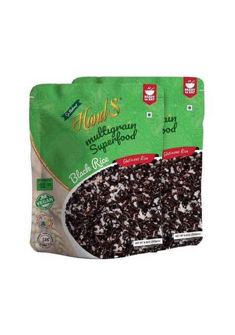 Ready To Eat Black Sticky Rice | Glutinous Millet Style | Plant-Based Ingredients | Source Of Protein & Fibre | Ideal For Breakfast & All-Day Meals | 250G Each | Pack Of 2