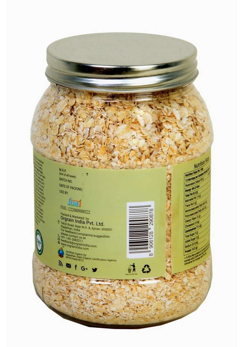 Orgrain India Organic Instant Oats 400G | Gluten-Free Quick White Oats For Weight Loss | High Fibre & Protein | 100% Whole Grain | Heart-Healthy Breakfast For Kids & Adults | Easy To Cook & Nutritious - Indya