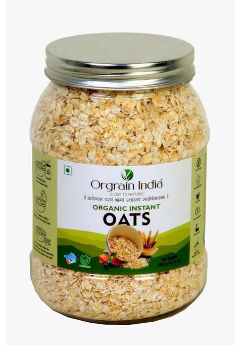 Orgrain India Organic Instant Oats 400G | Gluten-Free Quick White Oats For Weight Loss | High Fibre & Protein | 100% Whole Grain | Heart-Healthy Breakfast For Kids & Adults | Easy To Cook & Nutritious