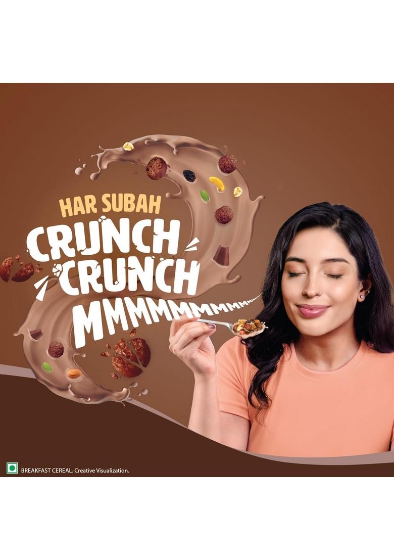 Saffola Muesli Choco Crunch With Flavour Pops, 185 Gm | 15 In 1 Fruit And Nuts, Seeds, Millet & More | Cereals For Breakfast Rich In Wholegrain, Protein, Fibre