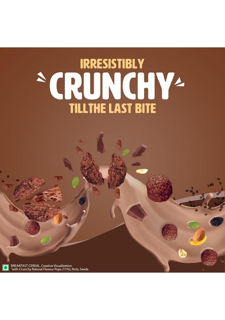 Saffola Muesli Choco Crunch With Flavour Pops, 185 Gm | 15 In 1 Fruit And Nuts, Seeds, Millet & More | Cereals For Breakfast Rich In Wholegrain, Protein, Fibre