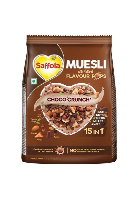 Saffola Muesli Choco Crunch With Flavour Pops, 185 Gm | 15 In 1 Fruit And Nuts, Seeds, Millet & More | Cereals For Breakfast Rich In Wholegrain, Protein, Fibre