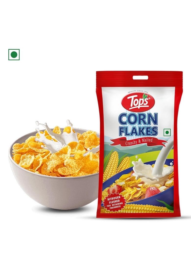 Tops Corn Flakes 1 Kg (500 Gm *2 Pouch) | No Added Flavour| Low Fat & Low Cholesterol | Dietary Fibre | Deliciously Crunchy | Breakfast Cereal