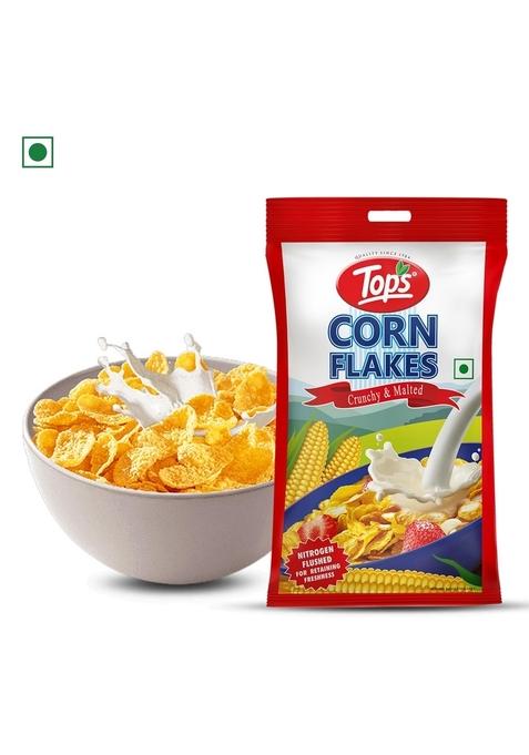 Tops Corn Flakes 1 Kg (500 Gm *2 Pouch) | No Added Flavour| Low Fat & Low Cholesterol | Dietary Fibre | Deliciously Crunchy | Breakfast Cereal