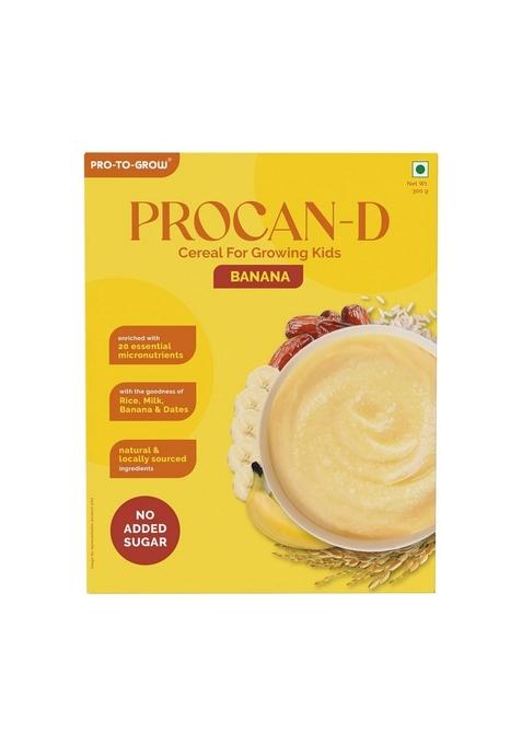 Pro To Grow Procan-D Banana Cereal 300G For Growing Kids | Enriched With Rice, Banana & Dates | No Added Sugar Or Preservatives With 20 Micronutrients | Gluten-Free Formula For Complete Nutrition
