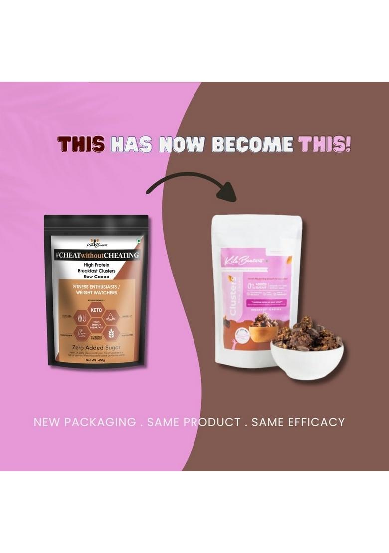 Kilobeaters Clusters Muesli, Low Carb Breakfast Cereals With High Protein, No Added Sugar, Diet Food, Raw Cacao (1 Kg) Pack Of 1