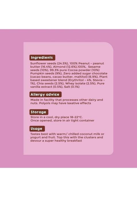 Kilobeaters Clusters Muesli, Low Carb Breakfast Cereals With High Protein, No Added Sugar, Diet Food, Raw Cacao (1 Kg) Pack Of 1