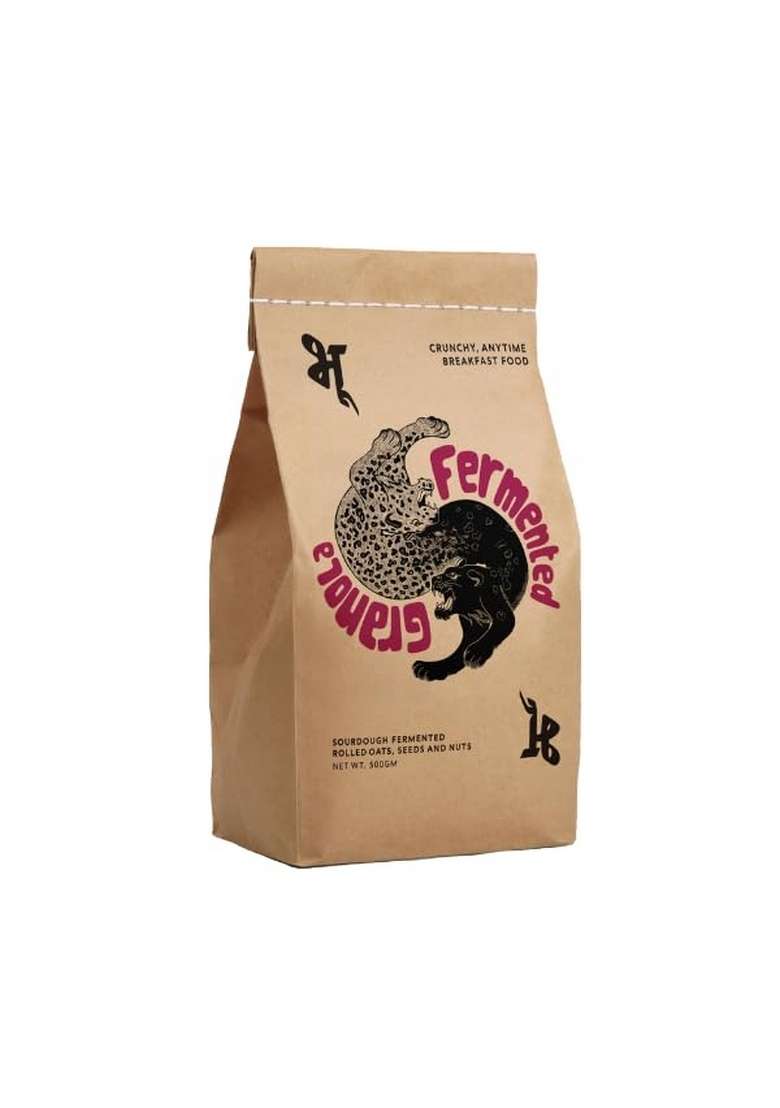 Bhu Fermented Granola, Crunchy Sourdough Oats With Dried Fruit & Seeds, Lightly Sweetened, Roasted In Coconut Oil, Healthy Breakfast & Snack Pack (375G) - Indya