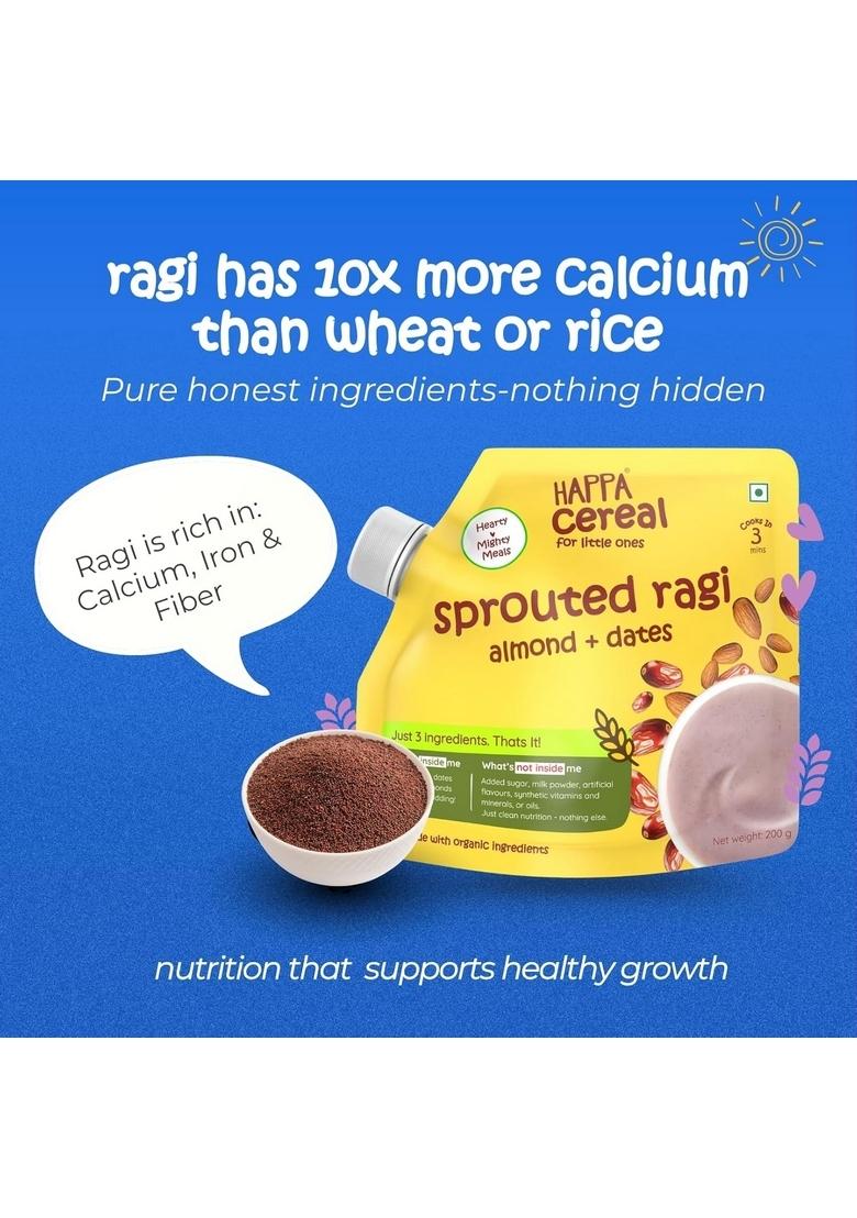 Happa Organic Baby Food Porridge Mix Cereal (Pack Of 4 (200 G), Ragi + Almonds + Dates & Ragi + Mango + Banana)