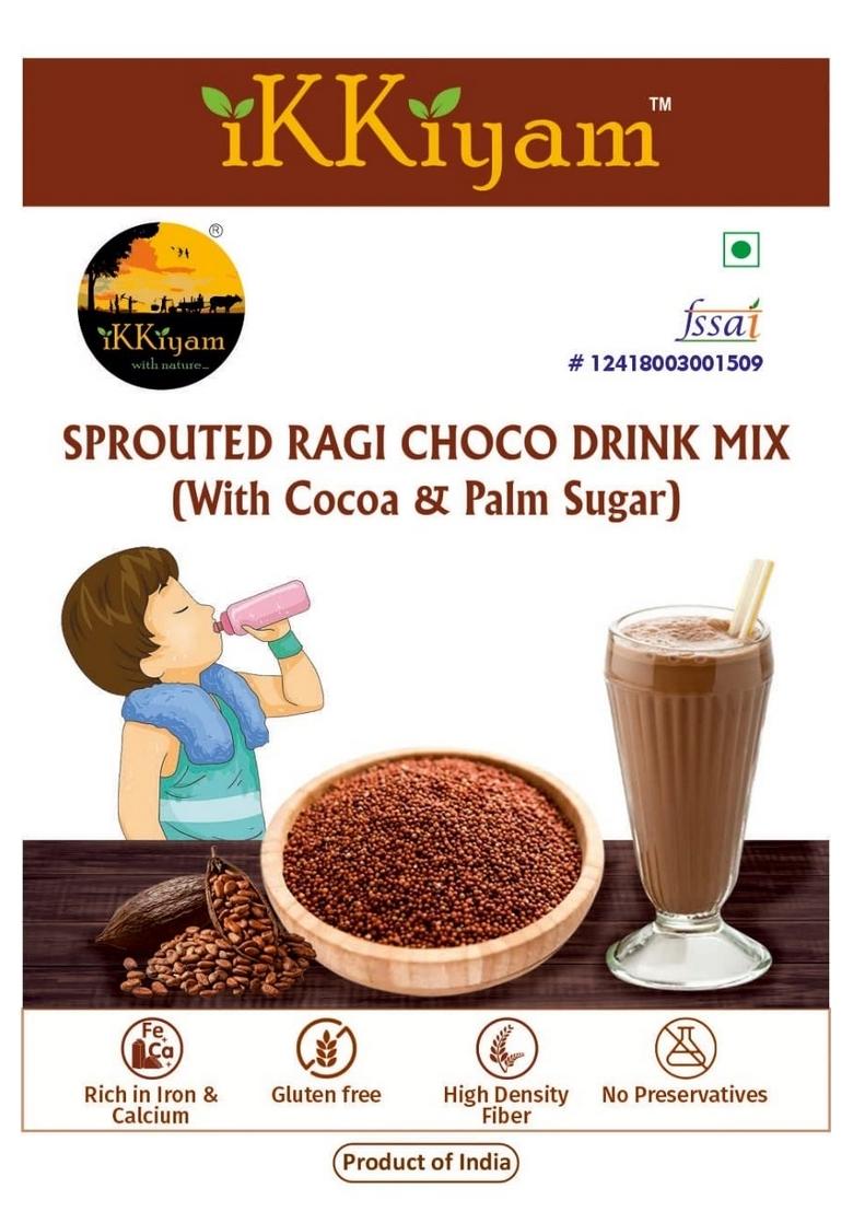 Ammi Samayal Sprouted Ragi Choco Drink Mix | Finger Millet Drink | Ragi Drink, High Density Fiber | Rich In Iron, Calcium | Gluten-Free Healthy Breakfast For Kids | Pack 1 | 100G