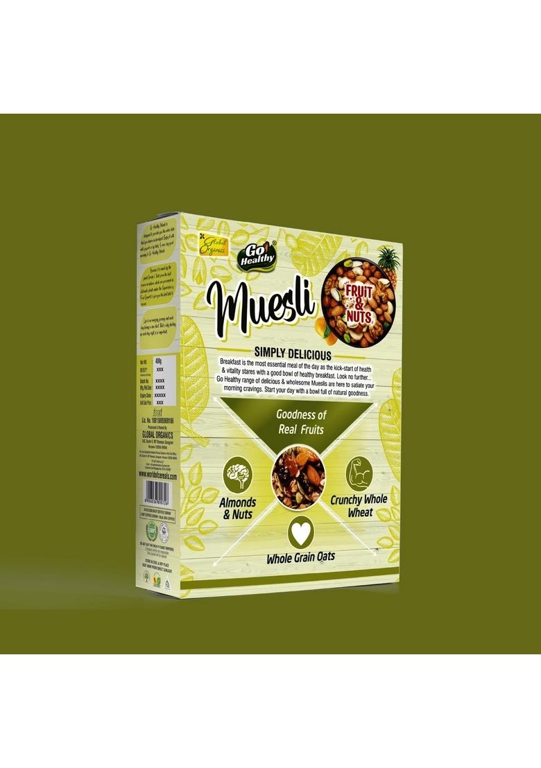 Go Healthy Muesli Fruit & Nut 400G | High-Fiber Cereal With Crunchy Nuts & Dried Fruits | Wholesome & Nutritious Breakfast