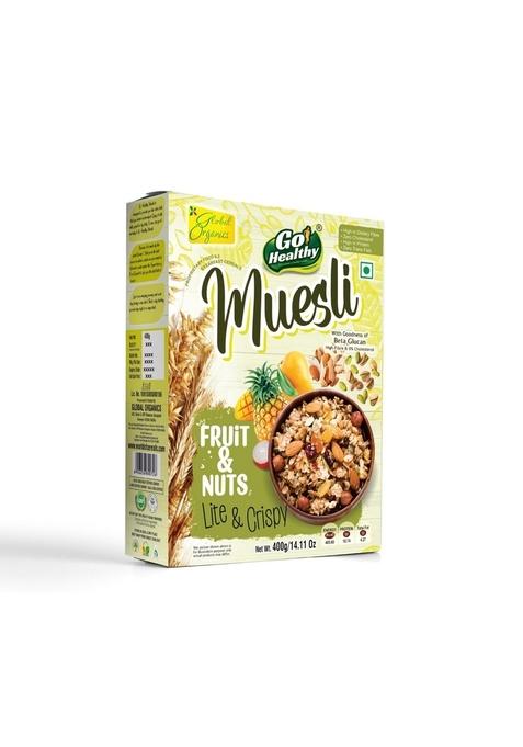 Go Healthy Muesli Fruit & Nut 400G | High-Fiber Cereal With Crunchy Nuts & Dried Fruits | Wholesome & Nutritious Breakfast