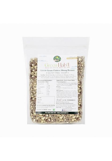 Greenhabit Green Gram Flakes – 500 G Nutritious And Gluten-Free Flakes Moong Poha Cereal