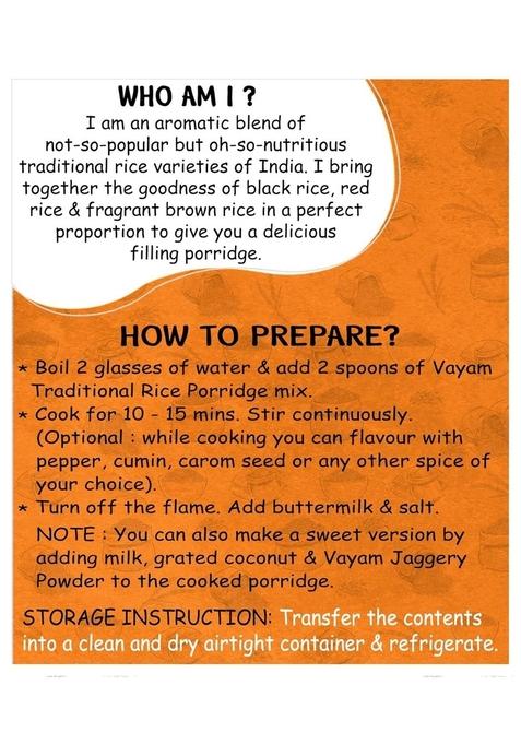 Traditional Rice Mix & Health Mix Powder Combo 400G Each (Vayam Rice Porridge (Pack Of 2), Rice Porridge)