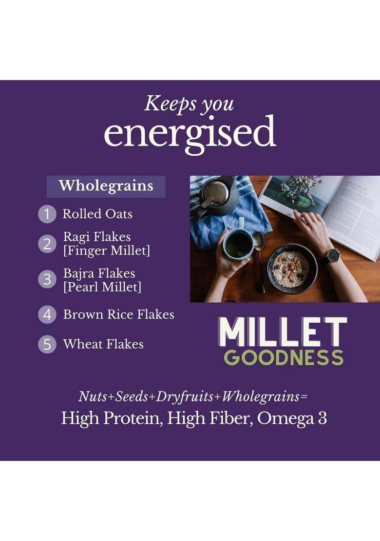 Fulfilling Chocolate Muesli- Tasty & Healthy Breakfast Cereal 700G, Dry Fruit & Nuts, Omega 3 Rich Pumpkin & Sunflower Seeds + Cranberry | Rolled Oats + Millet Flakes | Vegan