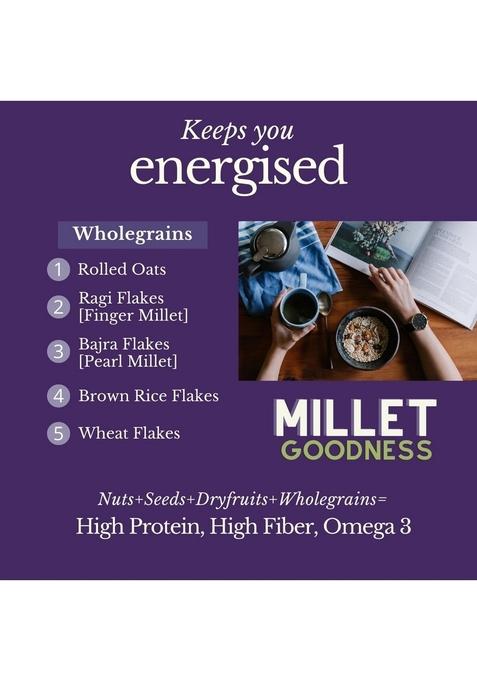 Fulfilling Chocolate Muesli- Tasty & Healthy Breakfast Cereal 700G, Dry Fruit & Nuts, Omega 3 Rich Pumpkin & Sunflower Seeds + Cranberry | Rolled Oats + Millet Flakes | Vegan