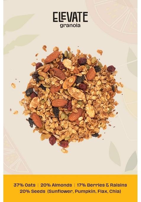 Elevate Granola Almond & Seeds 600G | Oats, Almonds & Seeds Mix | High Protein & Fibre | No Added Sugar & Preservatives | Vegan Healthy Breakfast Cereal & Snack