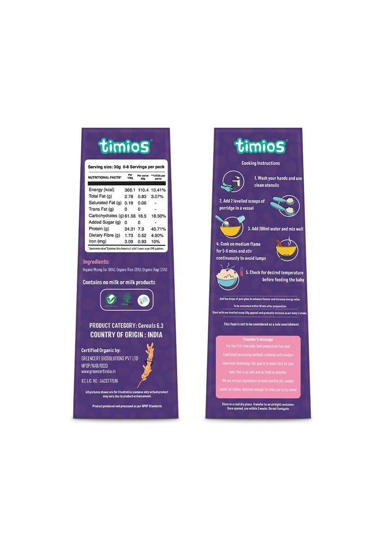 Timios Organic Rice, Ragi & Dal Porridge For -Pack Of 1